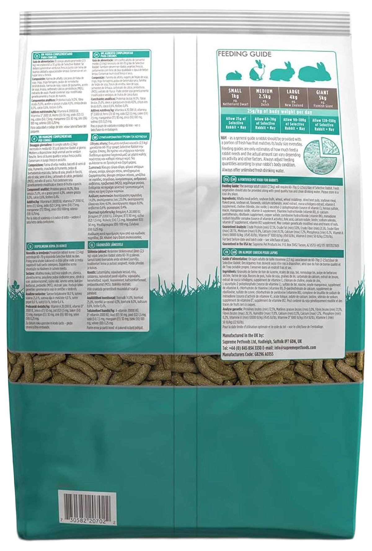 Back of Science Selective Adult Rabbit Dry Food 4-lb