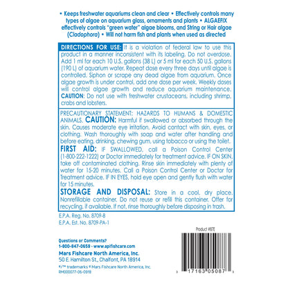Back of API AlgaeFix Freshwater Aquarium Algaecide 16-oz