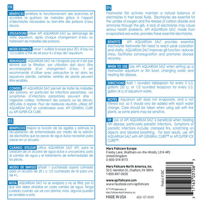 Back of API Freshwater Aquarium Salt 65-oz