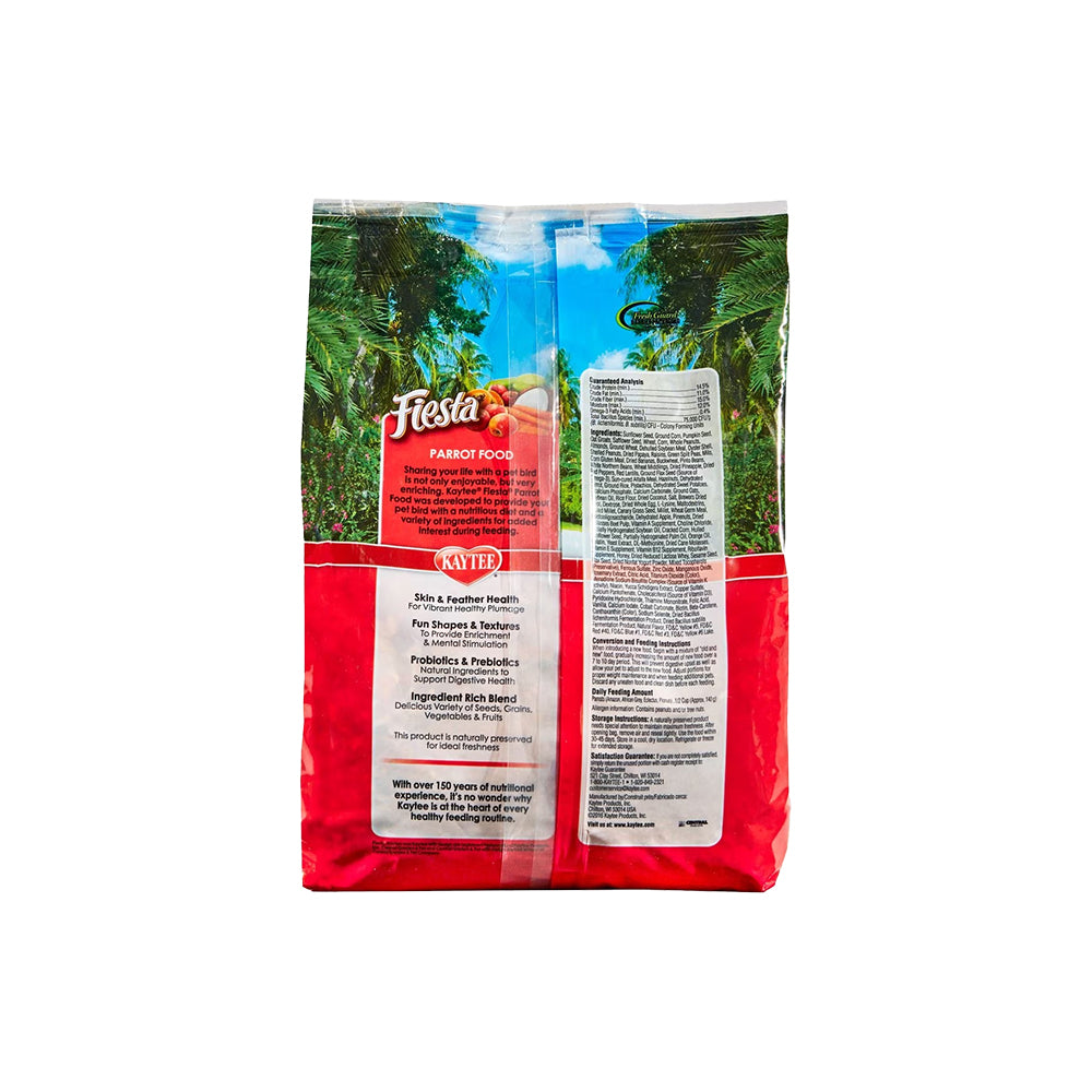 Back of Kaytee Fiesta Parrot Food 2.5-lb