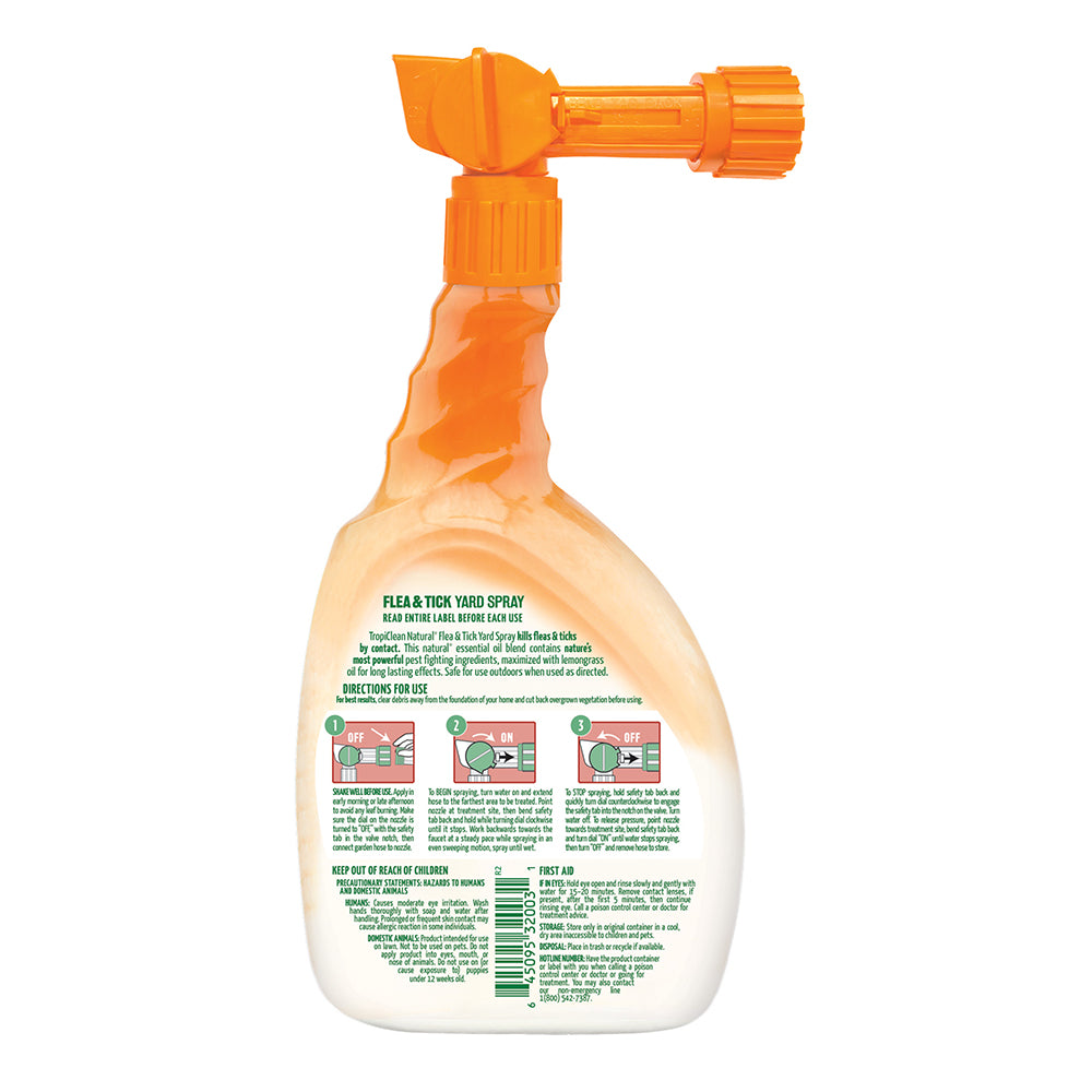 Back of TropiClean Natural Flea & Tick Maximum Strength Yard Spray 32-oz