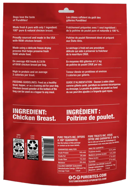 Back of PureBites Chicken Breast Freeze-Dried Dog Treats 11.6-oz