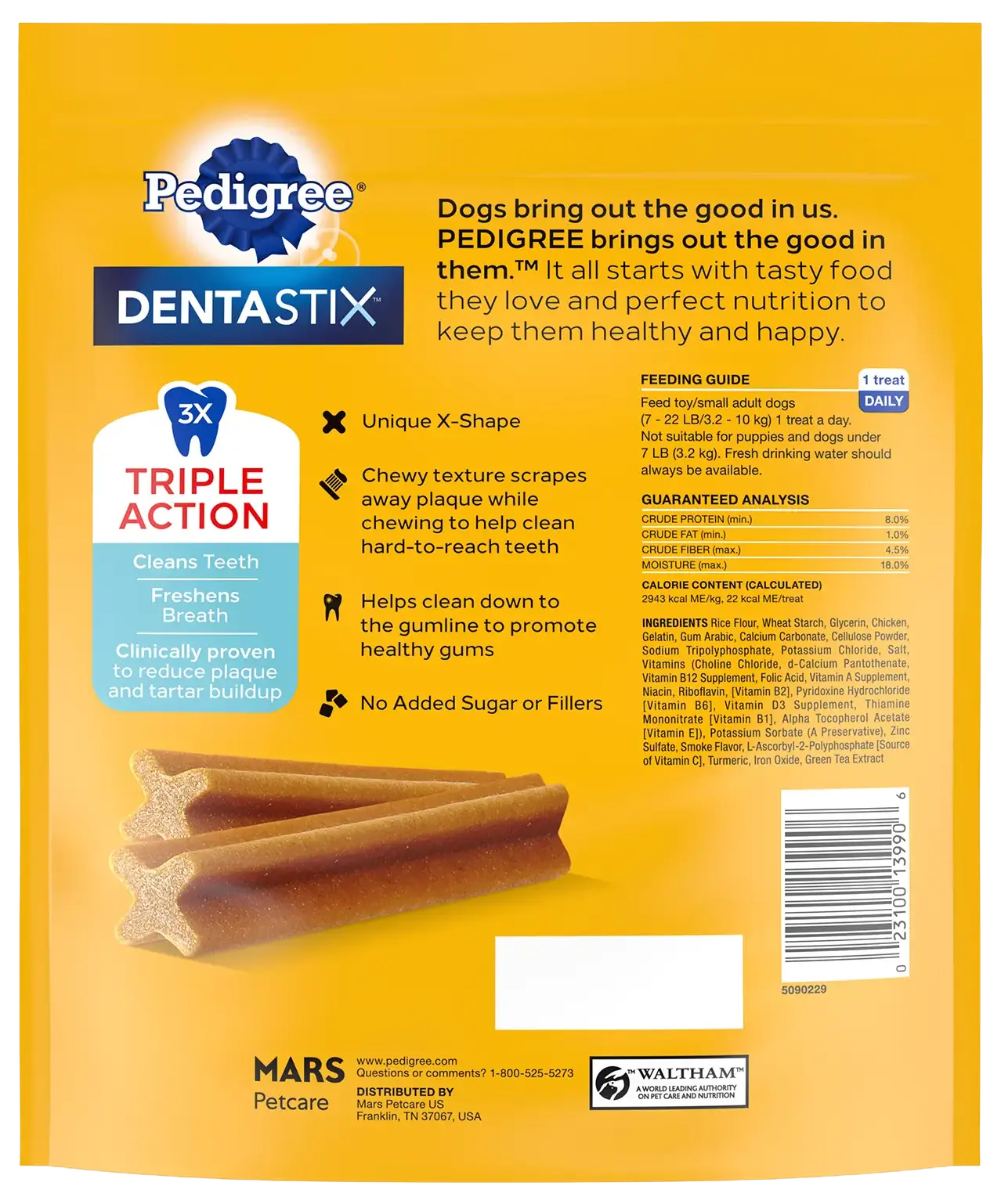 Back of Pedigree DENTASTIX Dog Dental Treat Original w/Real Chicken 58 Count