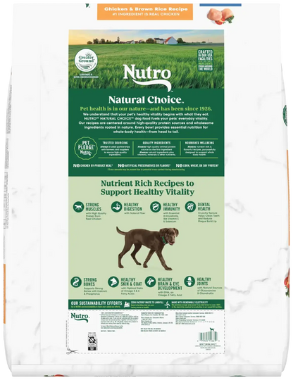Back of Nutro Natural Choice Chicken & Brown Rice Large Breed Puppy Dry Dog Food 30-lb