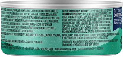 Back of Natural Balance Pet Foods Original Ultra Grain Free Canned Cat Food Chicken 5.5-oz