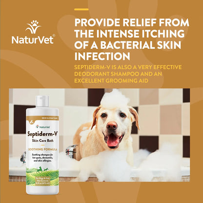 Benefits of NaturVet Septiderm-V Skin Care Bath Soothing Formula Shampoo for Dogs & Cats 16-oz