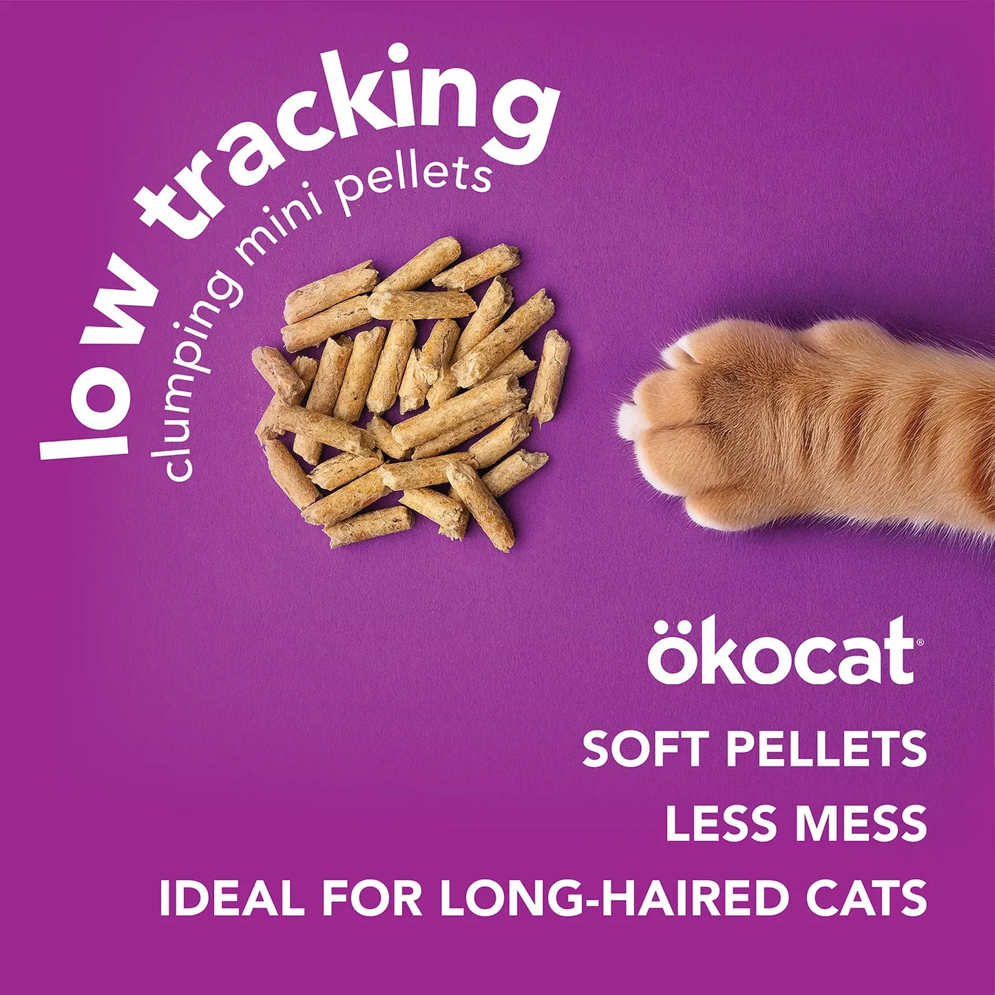 Benefits of Okocat Low Tracking Clumping Mini Pellets Wood Cat Litter 10-lb