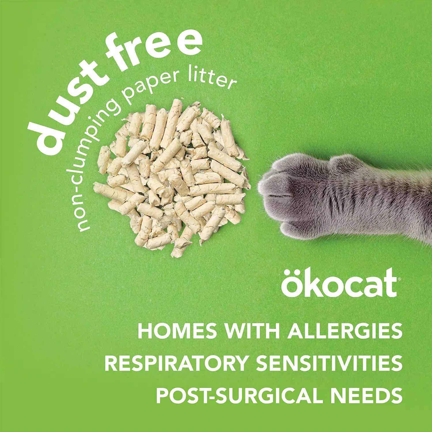 Benefits of Okocat Dust Free Non-Clumping Paper Pellet Cat Litter 8-lb