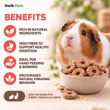 Benefits of Science Selective Woodland Loops with Dandelion & Rosehip Guinea Pig Treats 2.8-oz