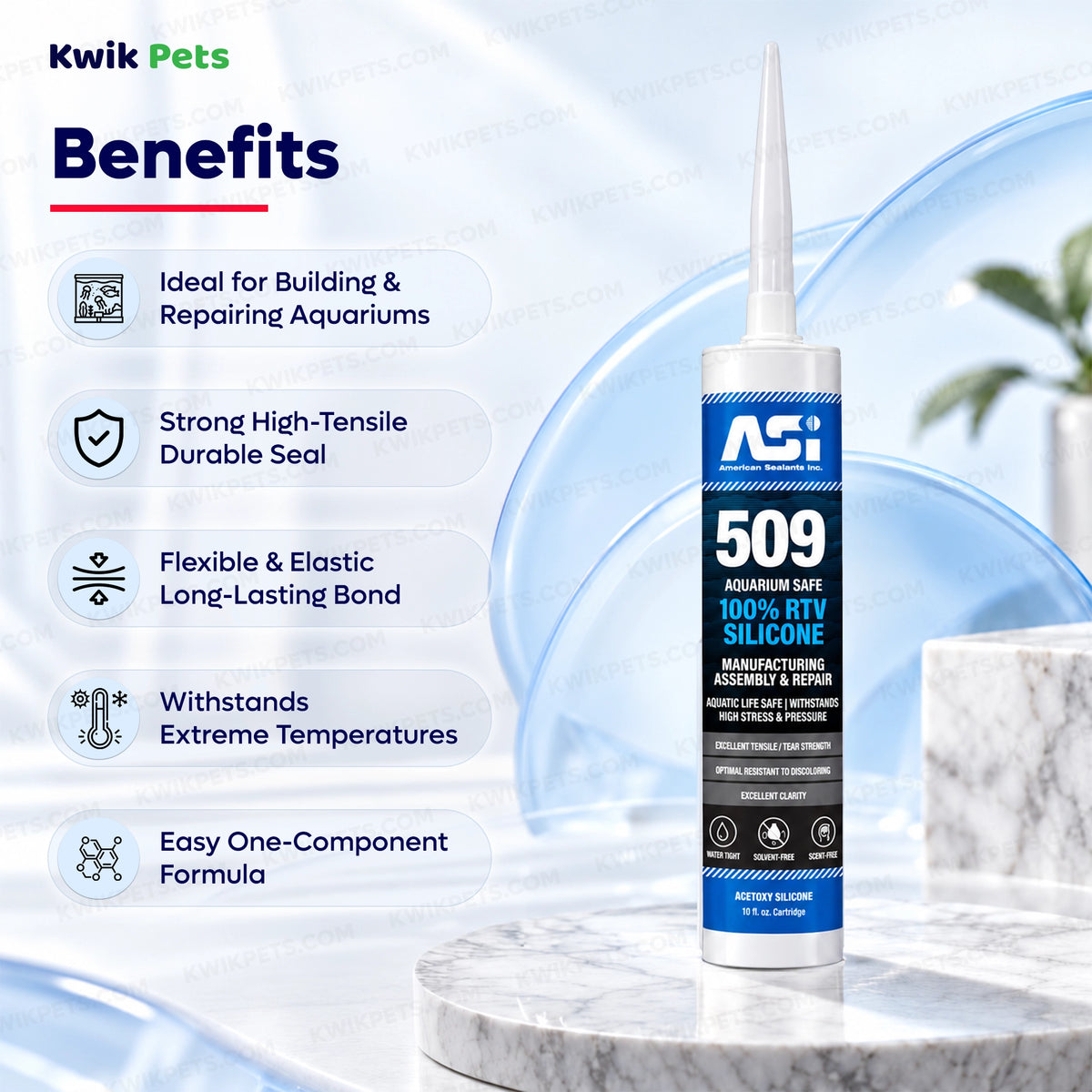 Benefits of ASI Black Aquarium Silicone Sealant Cartridge 10.2-oz 10 Pack
