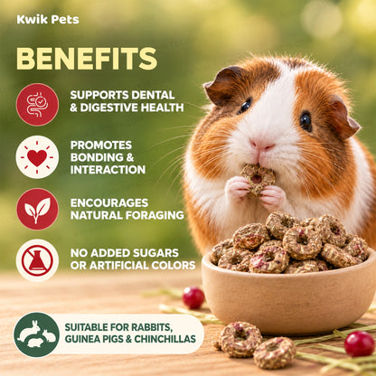 Benefits of Science Selective Berry Loops with Timothy Hay & Cranberry Guinea Pig Treats 2.8-oz