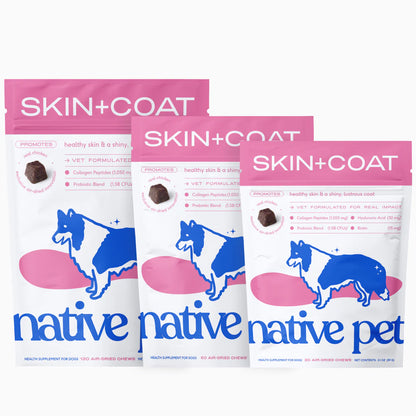 Native Pet Skin & Coat Chews Supplement for Dogs 30 Count, Kwik Pets