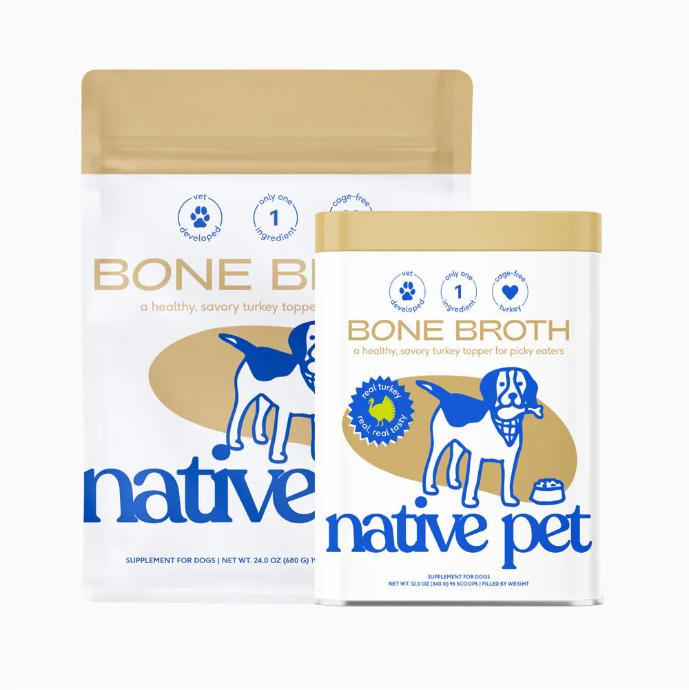 Native Pet Organic Turkey Bone Broth Powder Grain-Free Dog Food Topper 12-oz, Kwik Pets