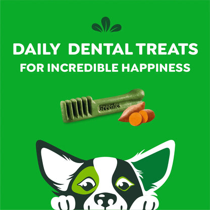 Features of Greenies Sweet Potato Dog Dental Treats Petite 12-oz 20 Count