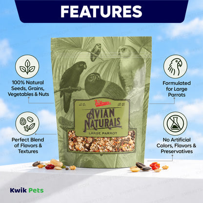 Features of Volkman Seed Company Avian Naturals Large Parrot Bird Food 4-lb