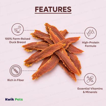 Features of Savory Prime Natural Duck Jerky Dog Treats 16-oz