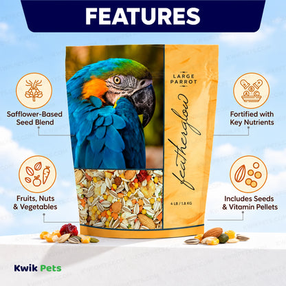 Features of Volkman Seed Company Featherglow Large Parrot Treat 4-lb