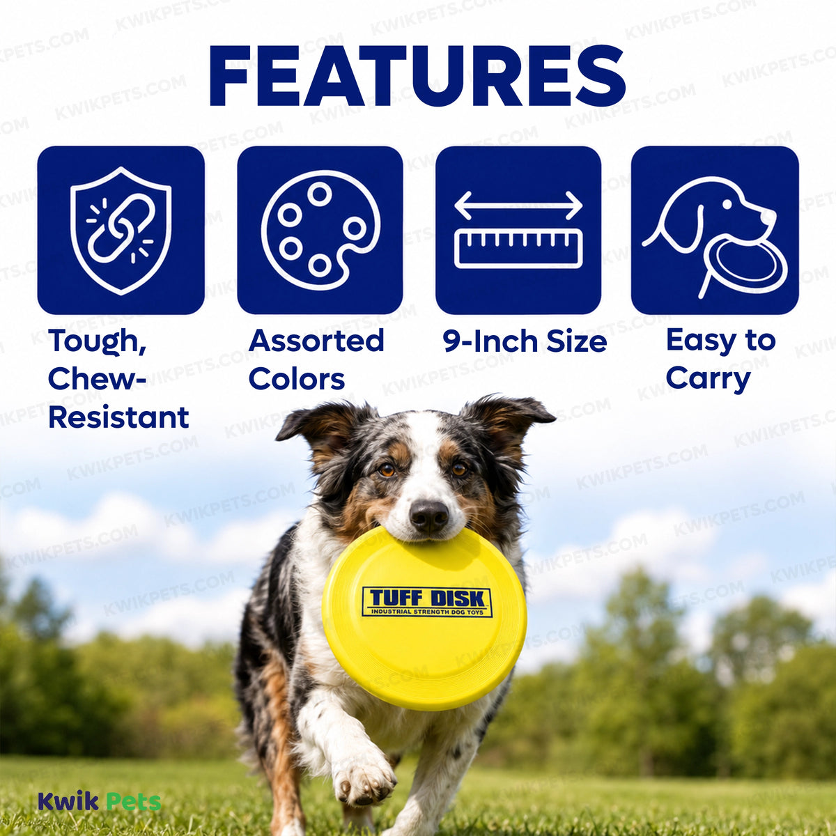 Features of Petsport USA Tuff Disk Dog Toy Assorted 9-in