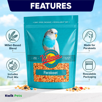 Features of Volkman Seed Company Avian Science Super Parakeet Bird Treat 4-lb