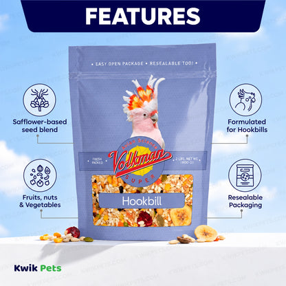 Features of Volkman Seed Company Avian Science Super Hookbill Bird Treat 2-lb