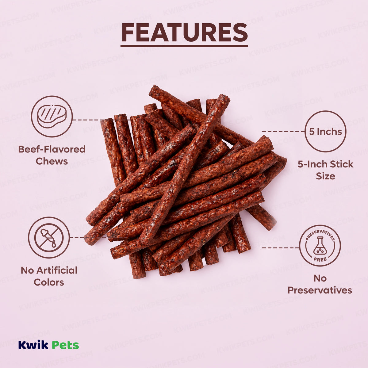 Features of Savory Prime Munchie Sticks Dog Treats Beef 5 inches 100 Count