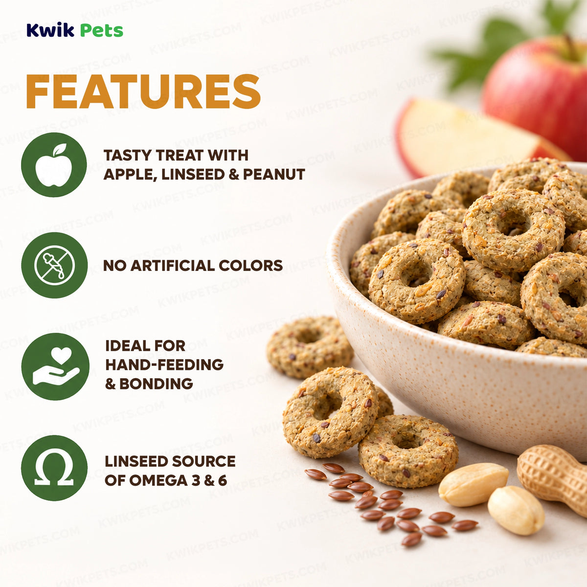 Features of Science Selective Naturals Harvest Loops with Apple, Linseed & Peanut Hamster Treats 2.8-oz