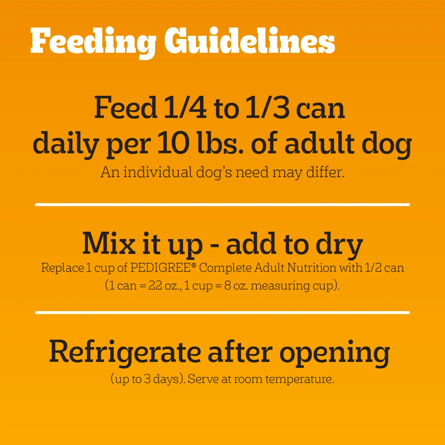 Feeding Guidelines of Pedigree Chopped Ground Dinner Adult Wet Dog Food Beef 22-oz