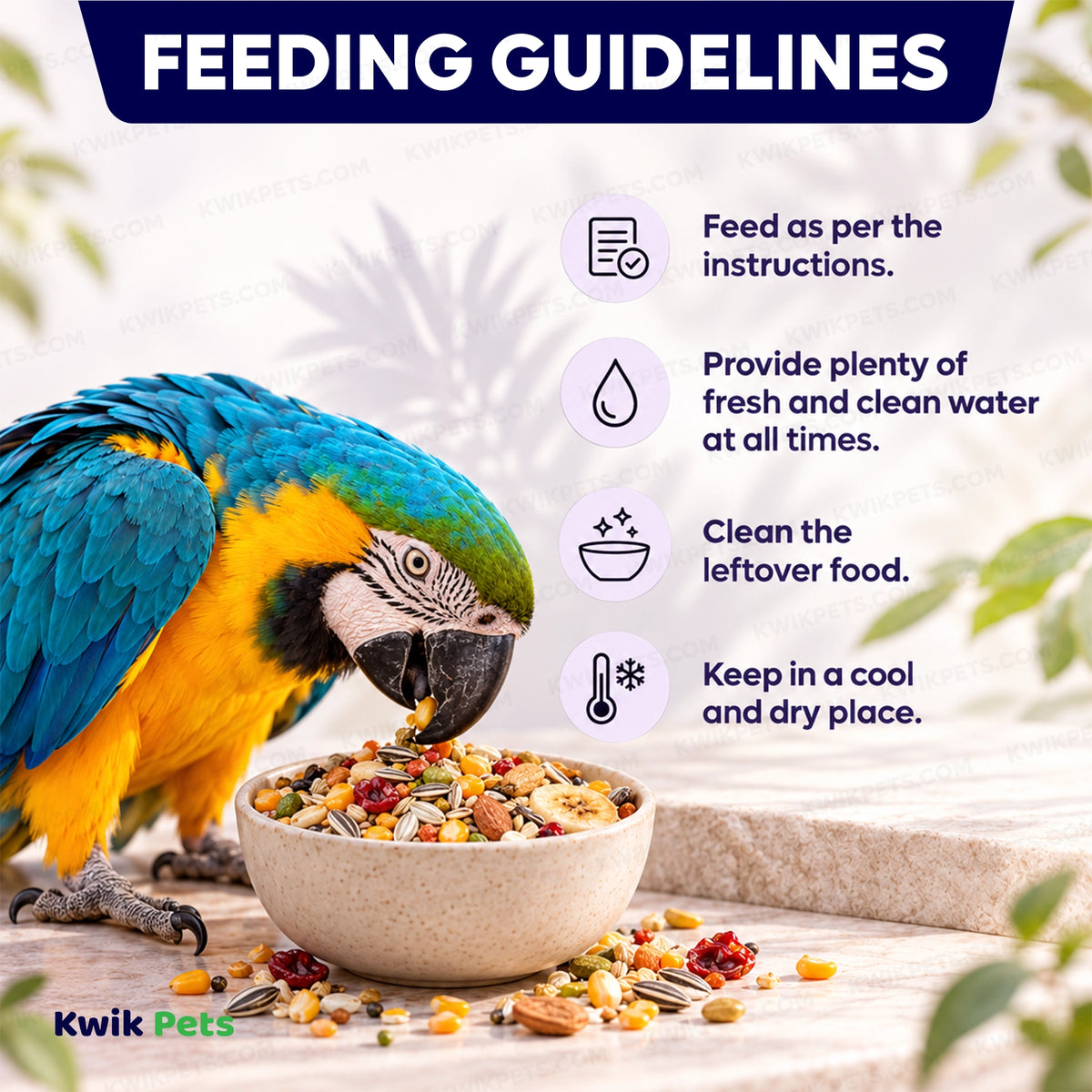 Feeding Guide Lines of Volkman Seed Company Featherglow Large Parrot Treat 4-lb