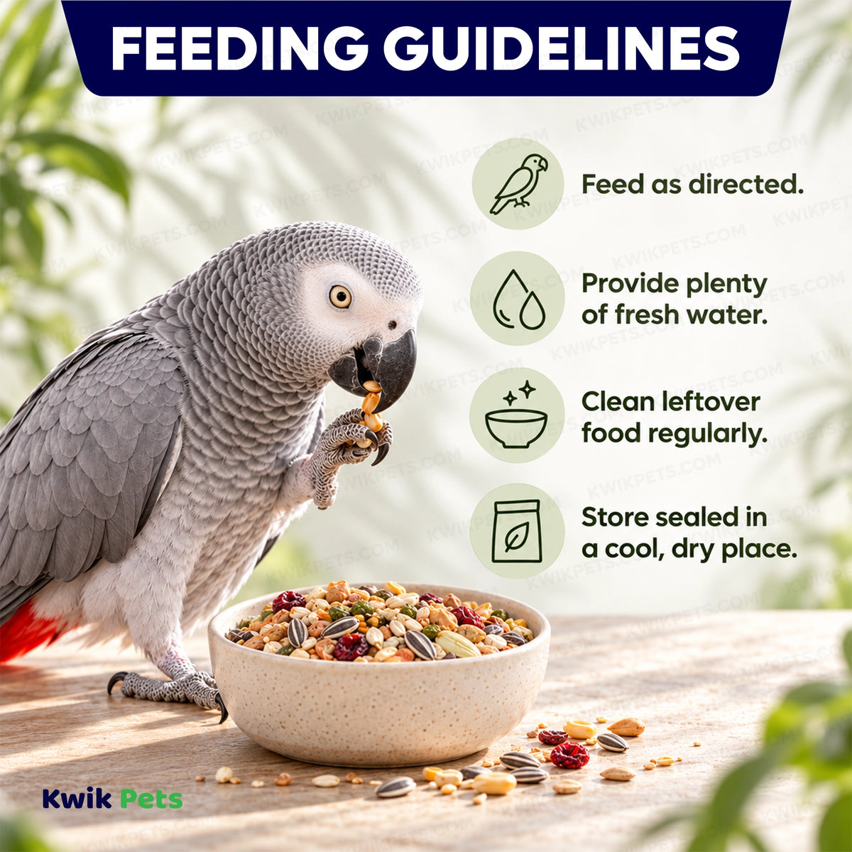 Feeding Guide Lines of Volkman Seed Company Avian Naturals Large Parrot Bird Food 4-lb