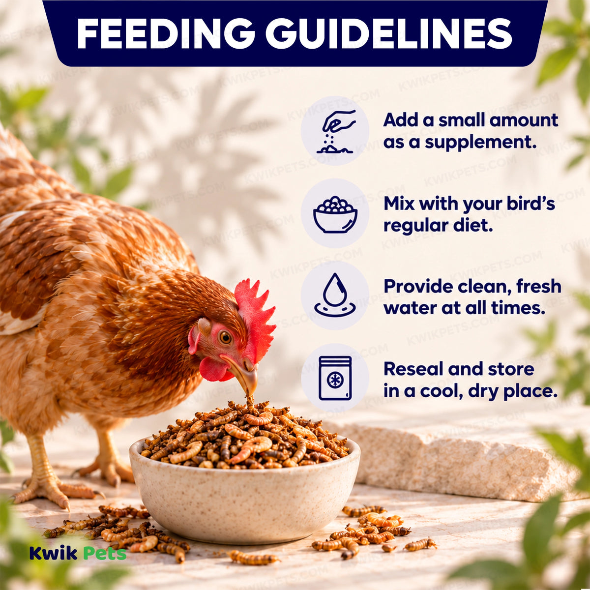 Feeding Guide Lines of Volkman Seed Company Shrimp & Mealworm Medley Chicken Treat 1.25-lb
