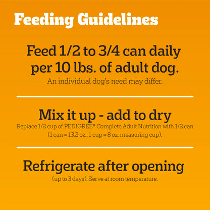 Feeding Guidelines of Pedigree Choice Cuts in Gravy Adult Wet Dog Food Variety Pack Beef & Country Stew 12 Count 13.2-oz
