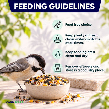 Feeding Guide Lines of Volkman Seed Company Premium Superior Blend Wild Bird Food 5-lb