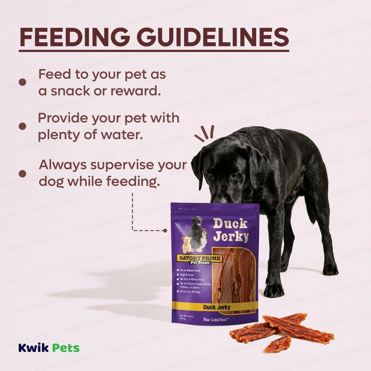 Feeding Guide Lines of Savory Prime Natural Duck Jerky Dog Treats 16-oz