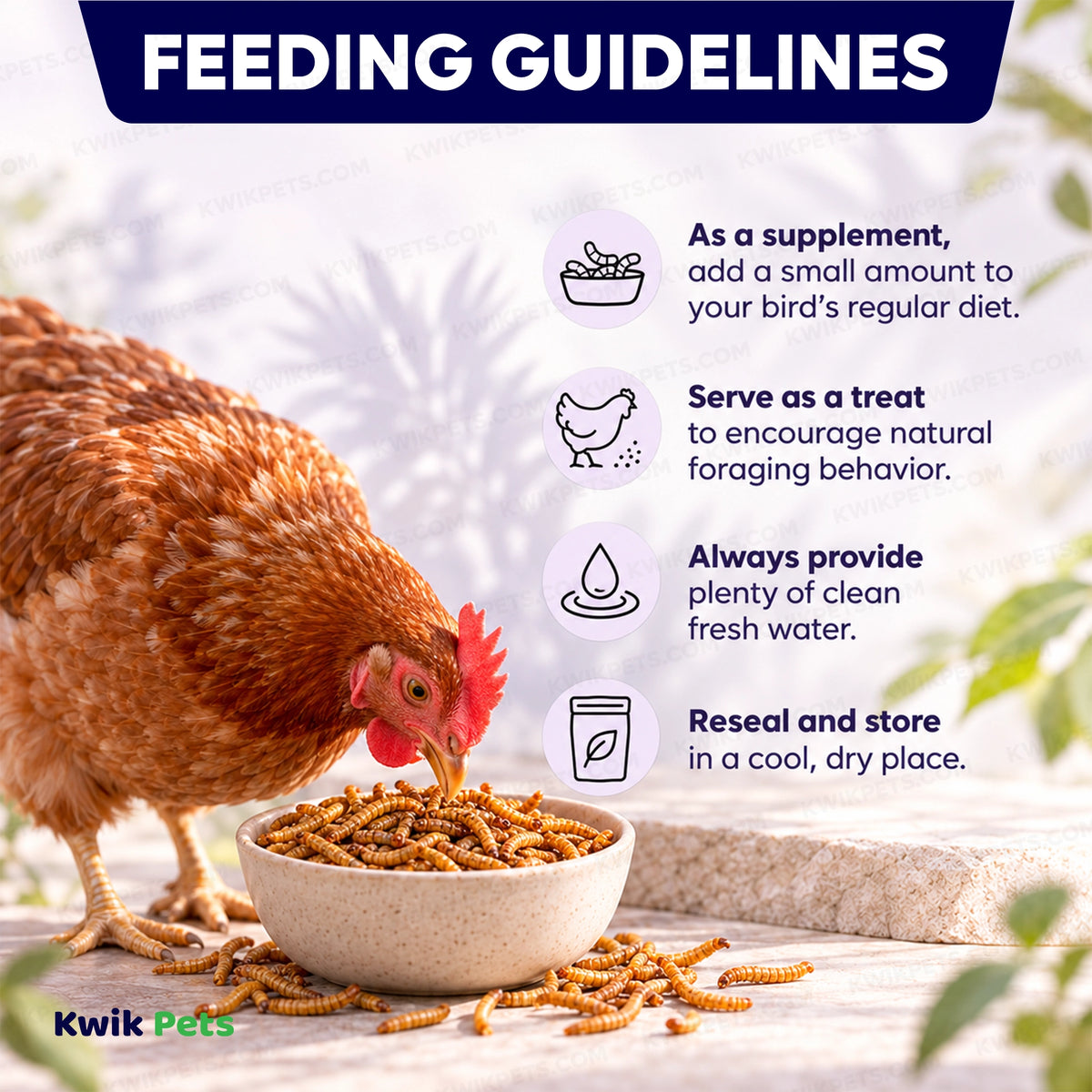 Feeding Guide Lines of Volkman Seed Company Mealworms Chicken Food 10-oz