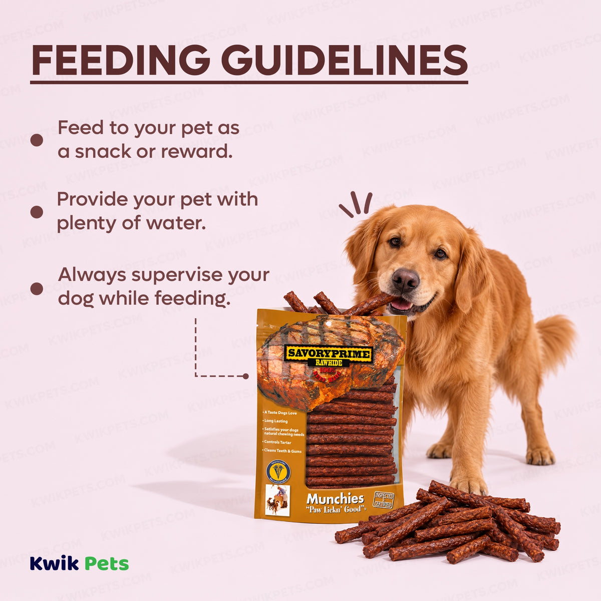 Feeding Guide Lines of Savory Prime Munchie Sticks Dog Treats Beef 5 inches 100 Count