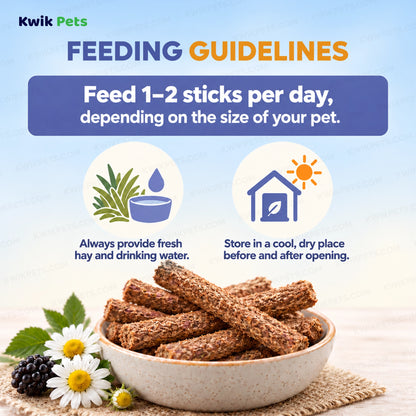 Feeding Guide Lines of Science Selective Forest Sticks with Blackberry & Chamomile Guinea Pig Treats 2.1-oz