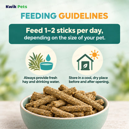 Feeding Guide Lines of Science Selective Garden Sticks with Pea & Mint Rabbit Treats 2.1-oz