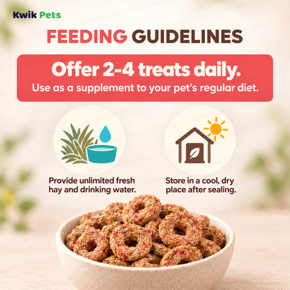 Feeding Guide Lines of Science Selective Woodland Loops with Dandelion & Rosehip Guinea Pig Treats 2.8-oz