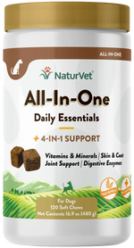 Front of NaturVet All-in-One Soft Chews for Dogs 120 Count 16.9-oz 