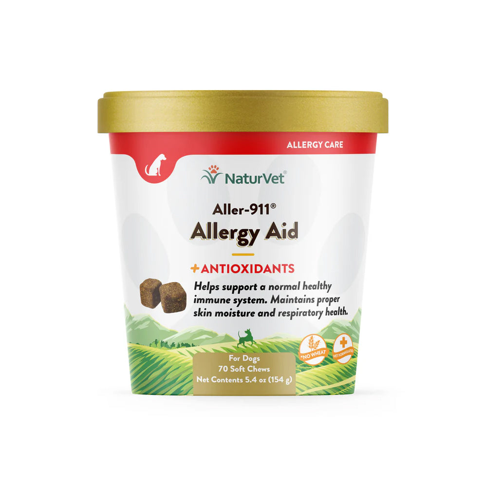 NaturVet Aller-911 Allergy Aid Plus Antioxidants Soft Chews for Dogs 70 Count 5.4-oz, Kwik Pets