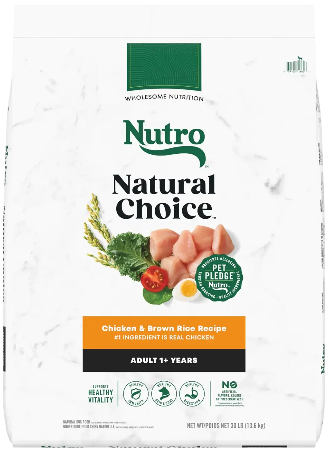 Front of Nutro Natural Choice Chicken & Brown Rice Adult Dry Dog Food 30-lb