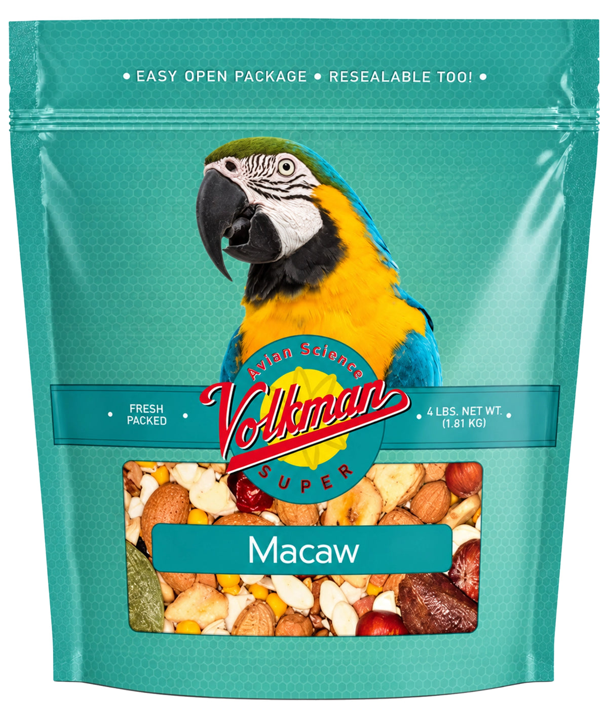 Front of Volkman Seed Company Avian Science Super Macaw Bird Treat 4-lb