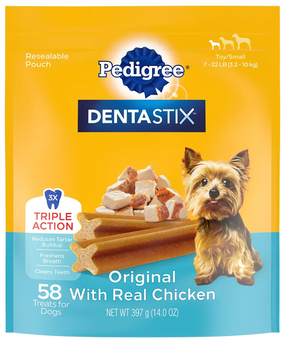 Front of Pedigree DENTASTIX Dog Dental Treat Original w/Real Chicken 58 Count