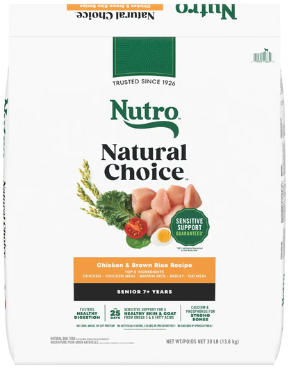 Front of Nutro Natural Choice Chicken & Brown Rice Senior Dry Food 30-lb