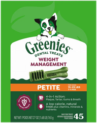 Greenies Weight Management Dog Dental Treats Petite 45 Count 27-oz