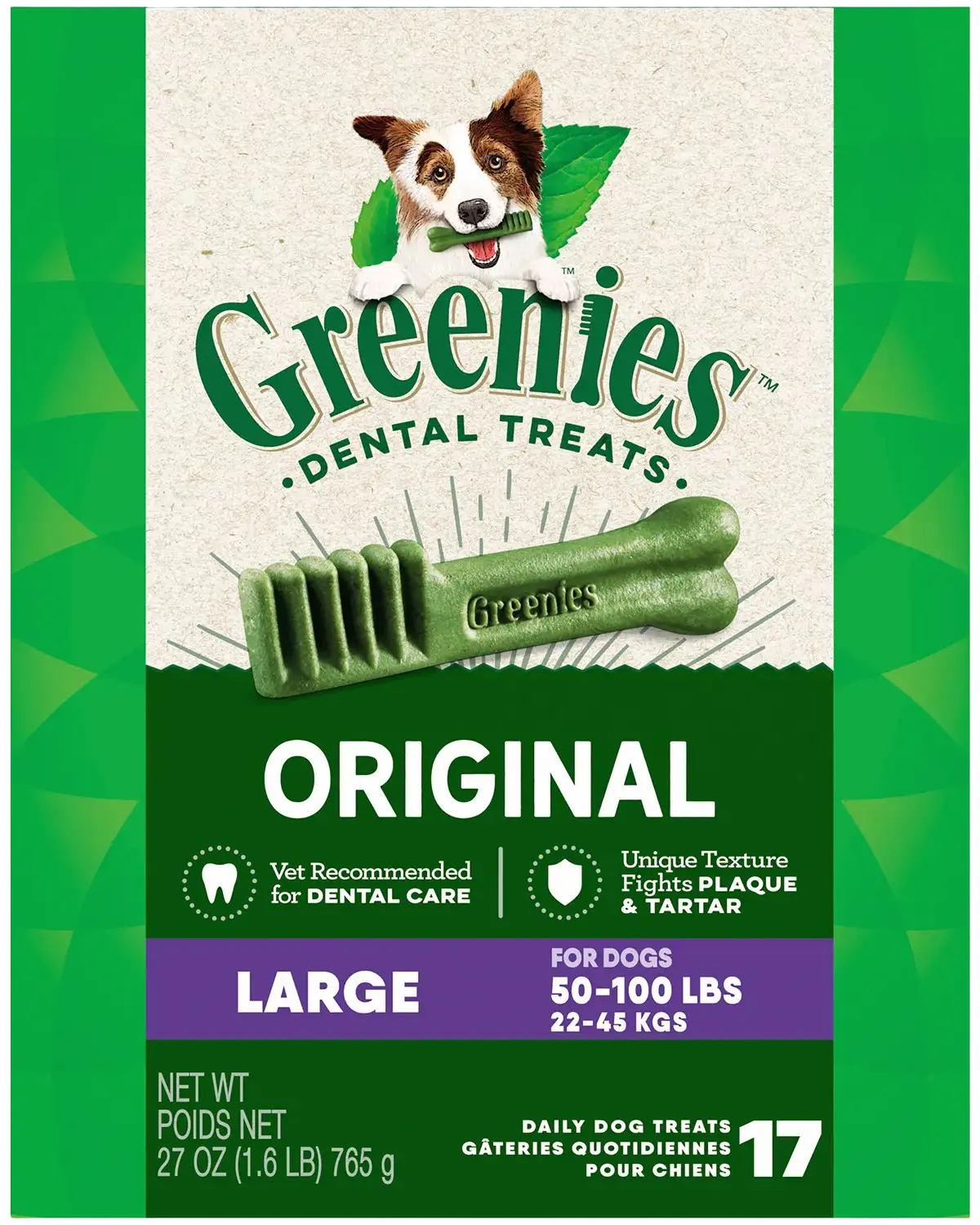Front of Greenies Original Dog Dental Treats Large 27-oz 17 Count