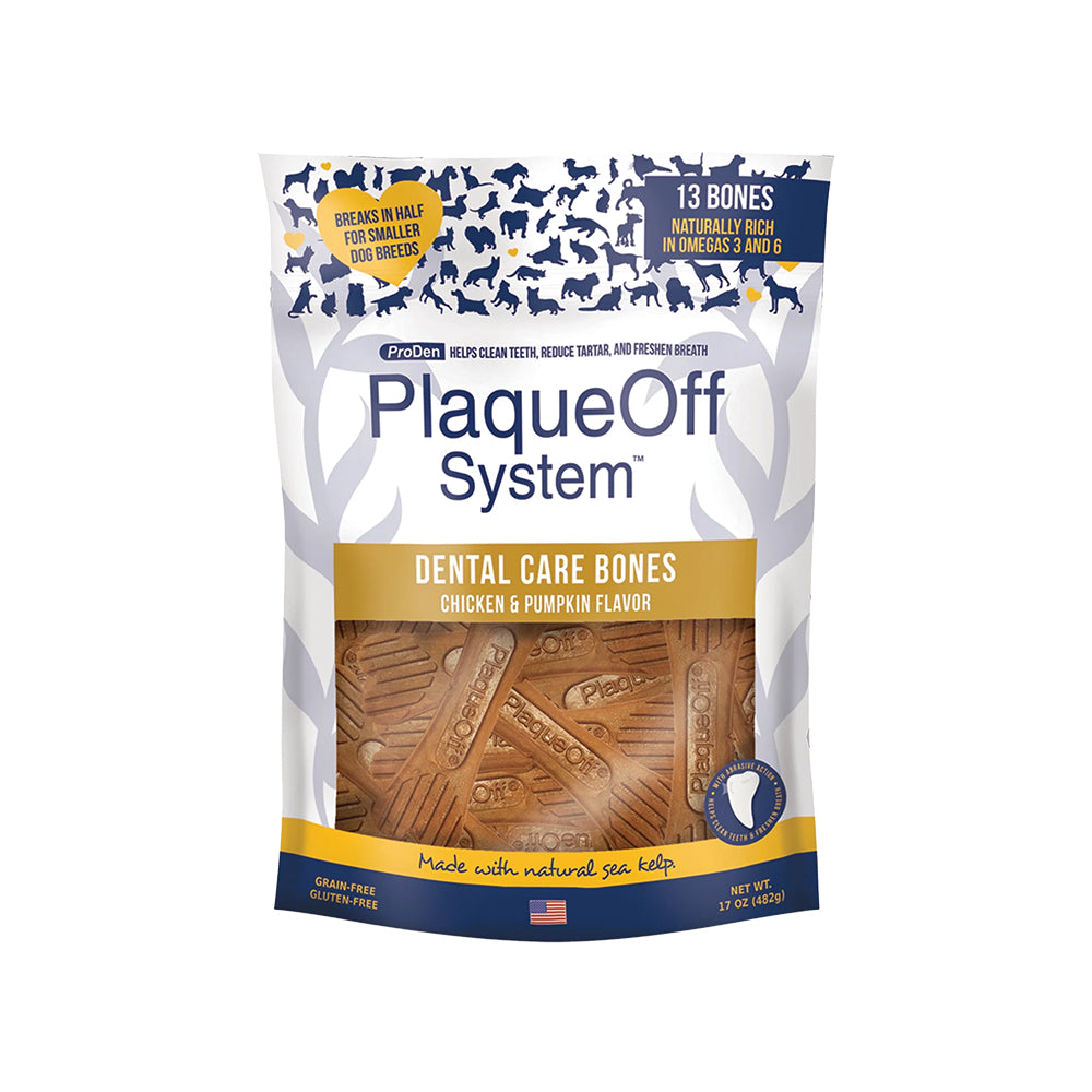 NaturVet Proden PlaqueOff System Dental Care Dog Bones Chicken & Pumpkin 13 Count 17-oz, Kwik Pets