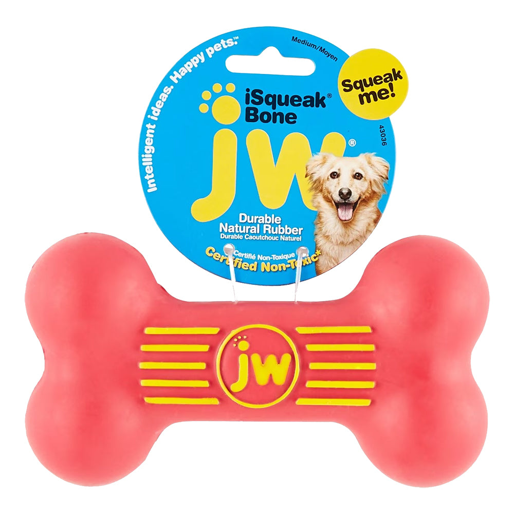 Front of JW Pet iSqueak Bone Dog Toy Assorted Medium
