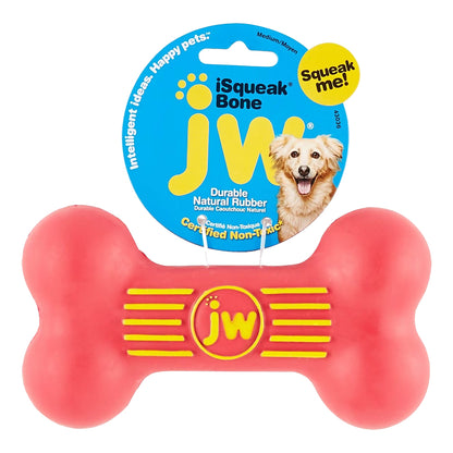 Front of JW Pet iSqueak Bone Dog Toy Assorted Medium