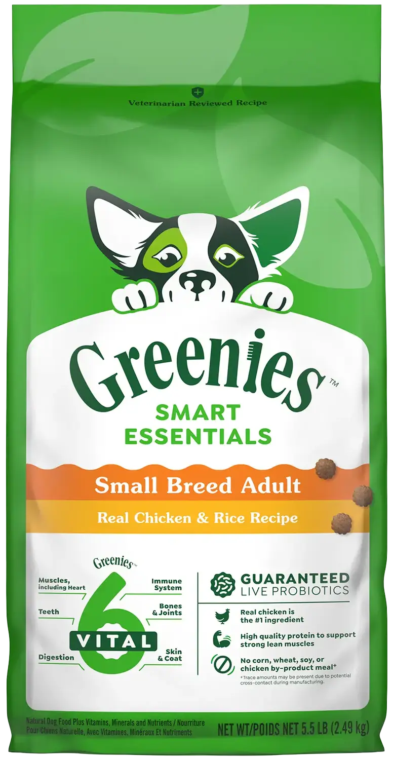 Greenies Smart Essentials Small Breed Adult Dry Dog Food Real Chicken & Rice Recipe 5.5-lb, Kwik Pets